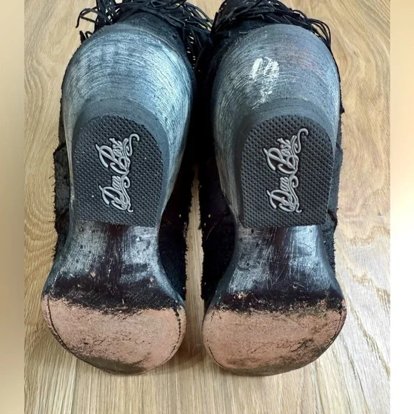 Dan Post Bed Of Roses Leather Boots DP4047-BLACK-FRINGE Size 6.5 LNC - Picture 9 of 11